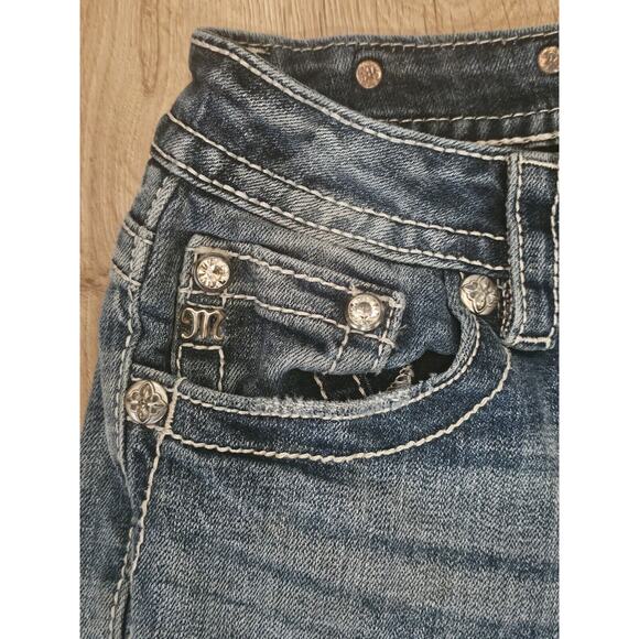 Miss Me Jeans MP8476B Boot Cut Mid-Rise Distressed Size 29×31 Blue Y2K - Picture 3 of 12
